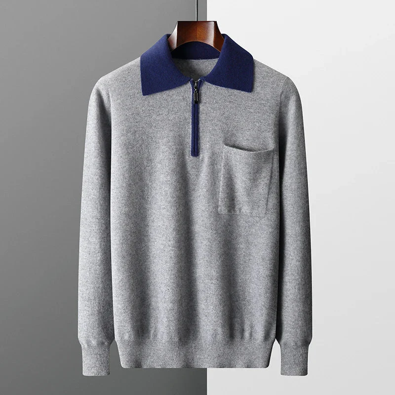 100% CASHMERE POLO ZIP UP - Image 4
