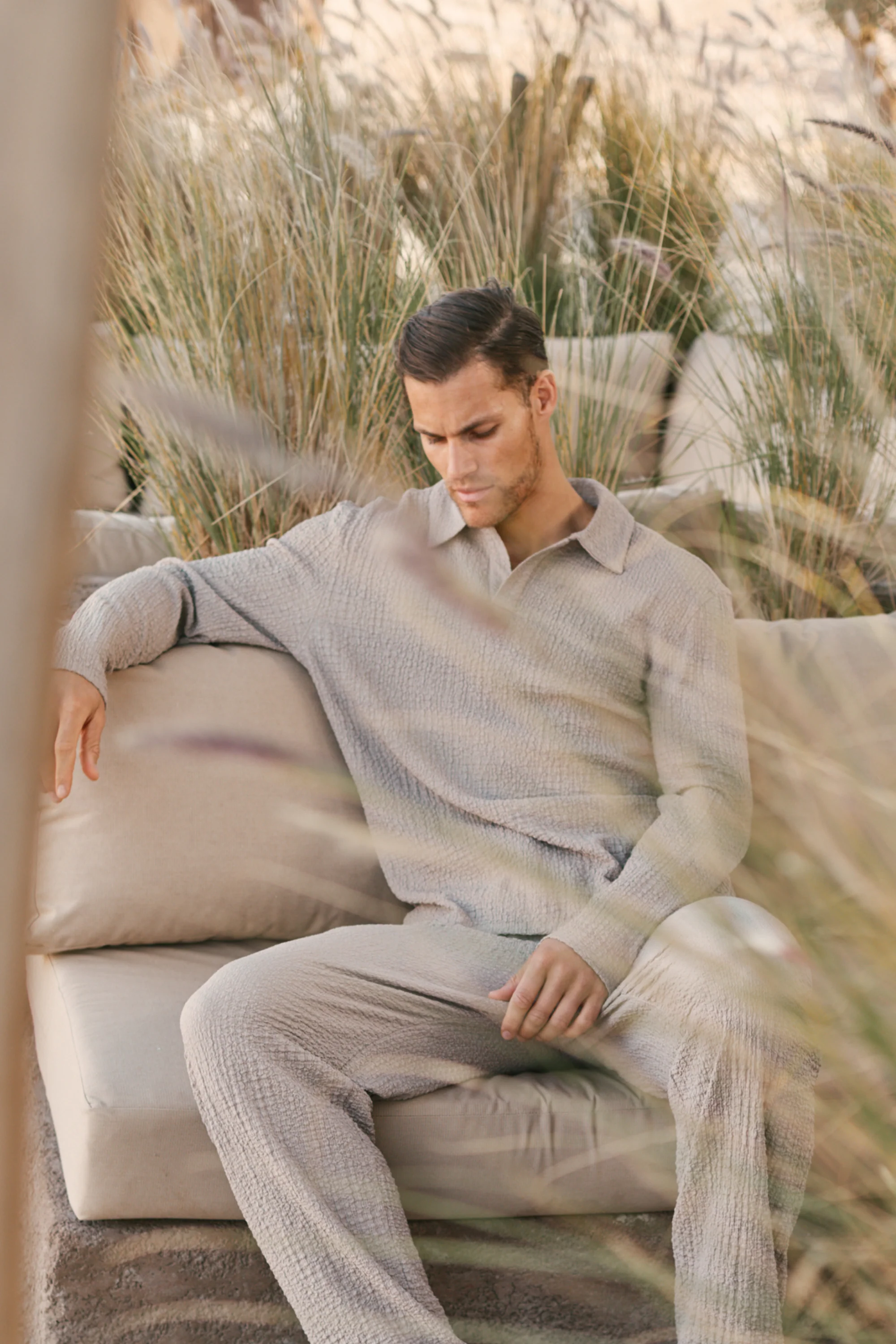 Artie Ruched Textured Trouser - Mushroom - Image 6