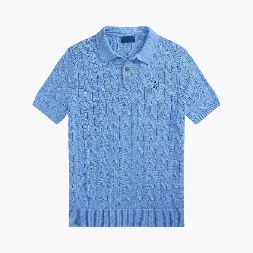 Cable-Knit Cotton Polo-Collar Sweater - Image 2