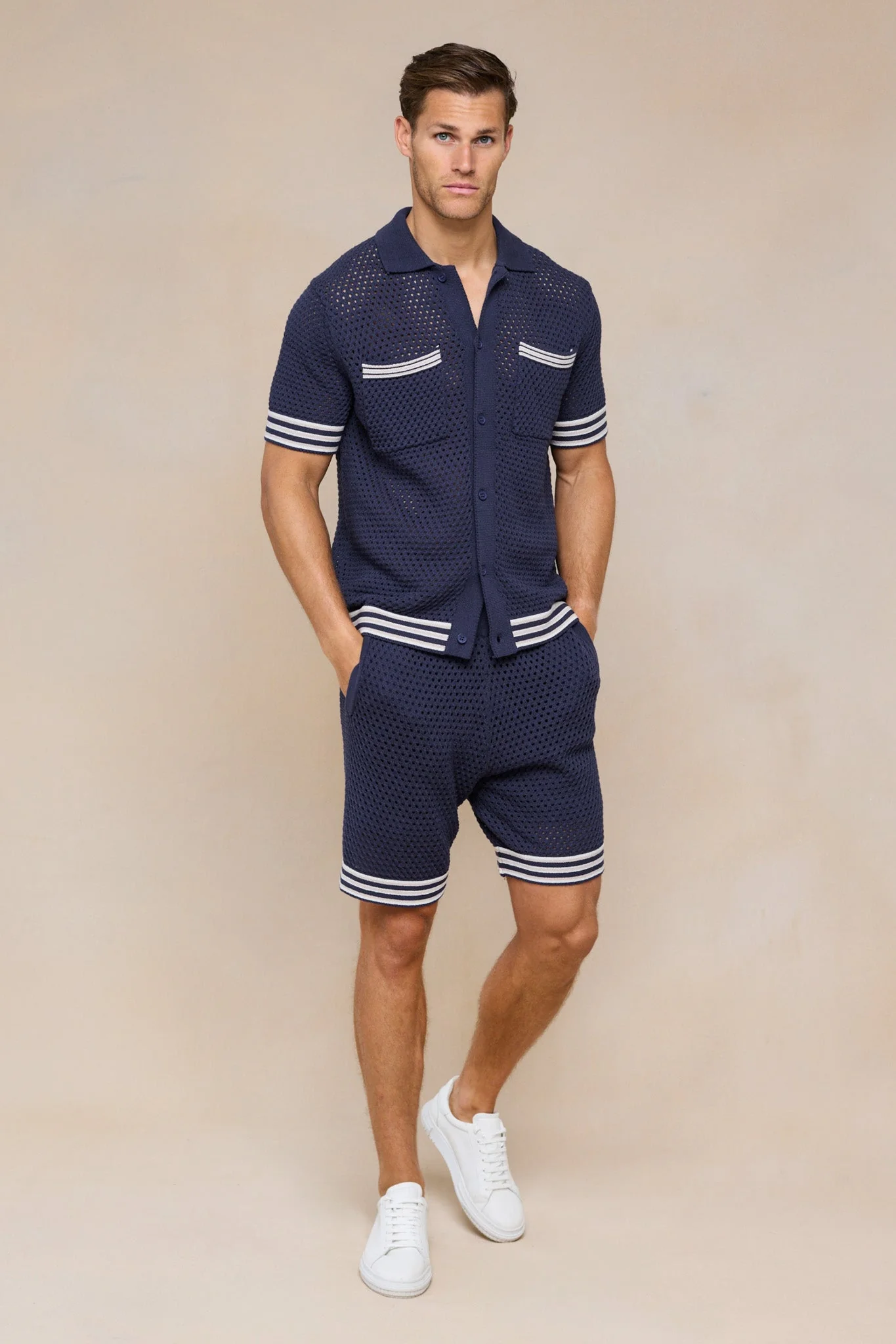 Cipressi Crochet Knit Shirt - Navy - Image 5