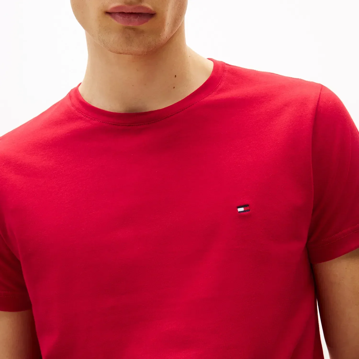 Classic Slim C-Neck T-Shirt  - Red - Image 2