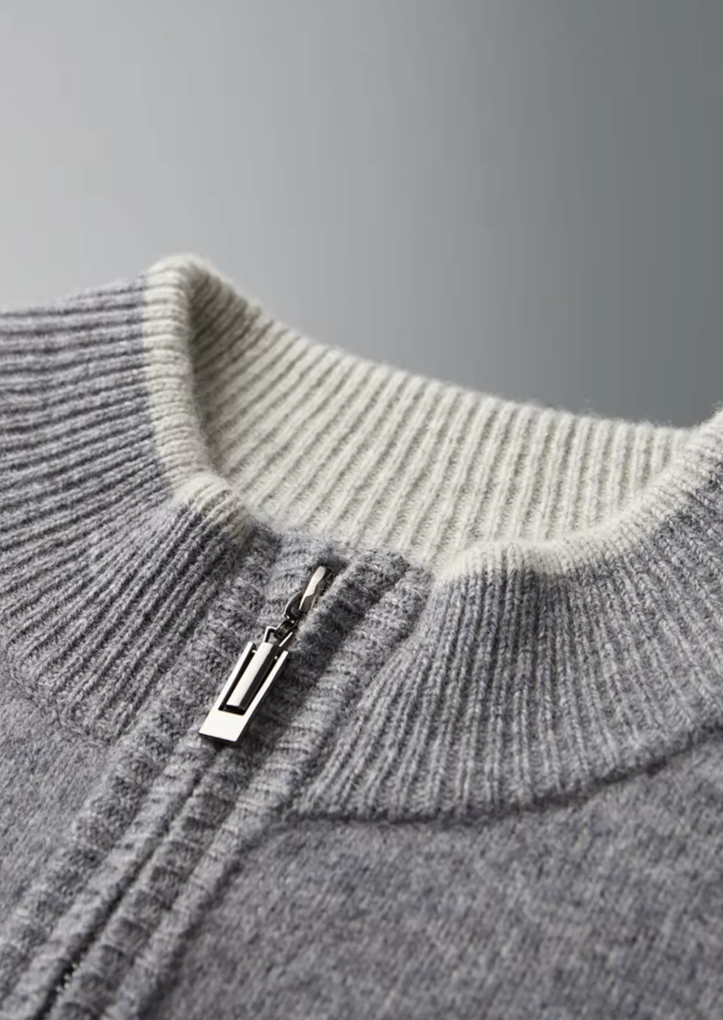 MERINO ZIP TWO-TONE CARDIGAN - Image 3