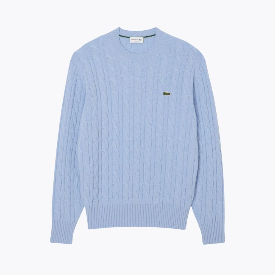 LC Cable Knit Carded Wool Crew Neck Sweater - Image 3