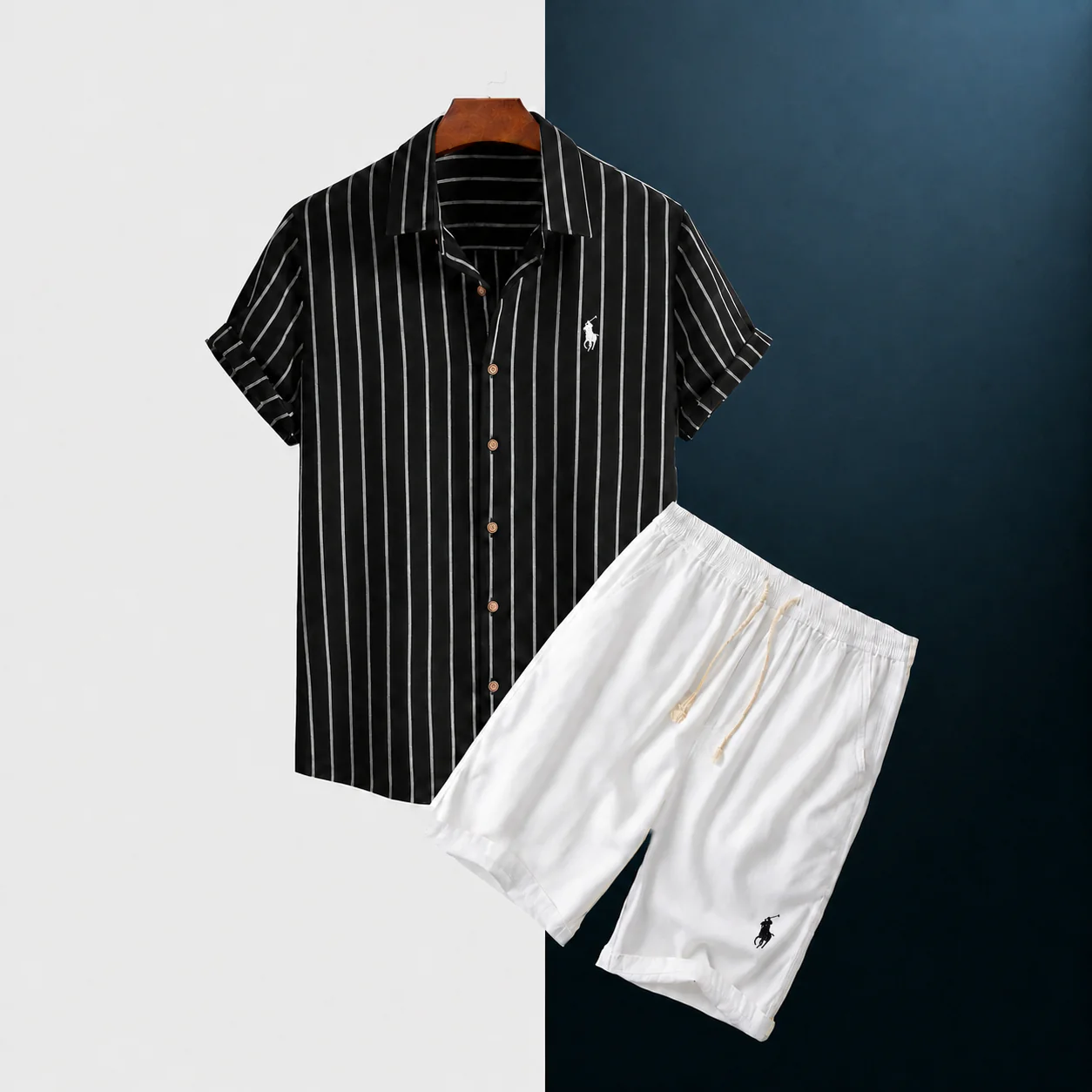 Relaxed Fit Striped Shirt and Shorts Set - Image 2