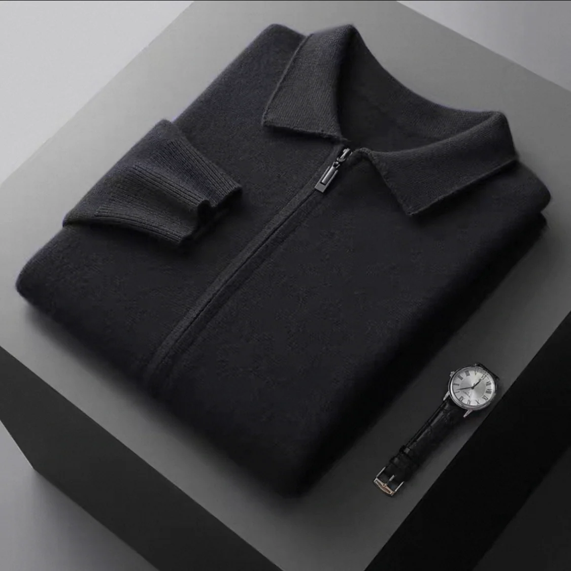 EXTRA-FINE MERINO WOOL ZIP POLO CARDIGAN - Image 15