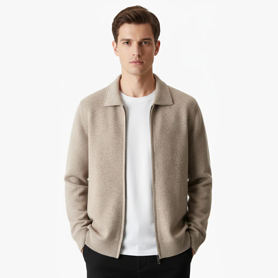 EXTRA-FINE MERINO WOOL ZIP POLO CARDIGAN - Image 2