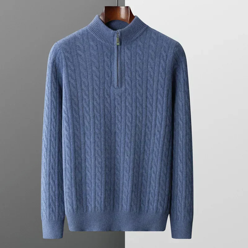 Old Money 100% Cashmere Quarter-Zip Sweater - Image 2