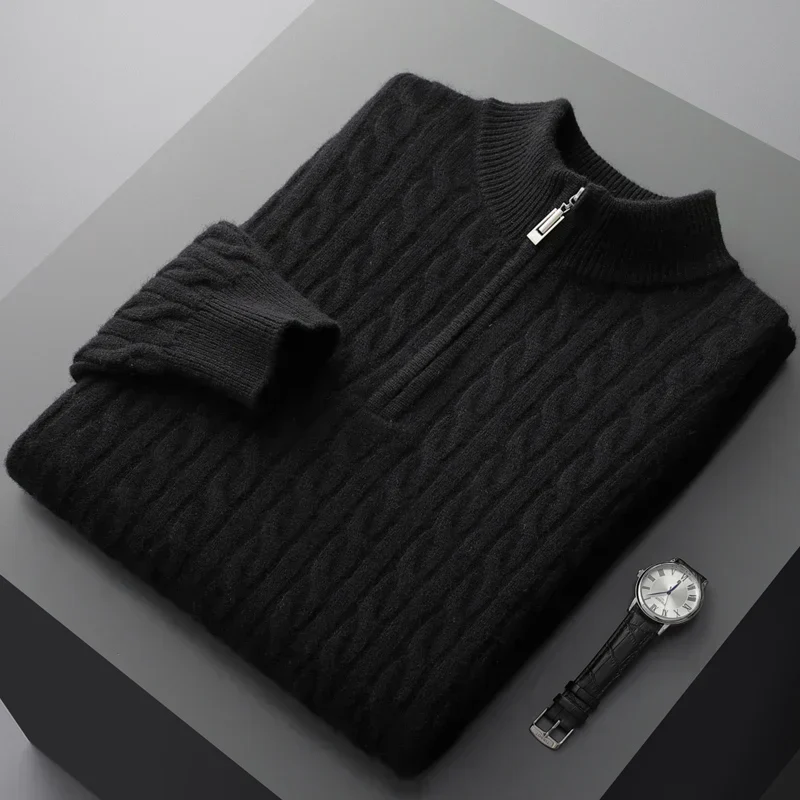 Old Money 100% Cashmere Quarter-Zip Sweater - Image 4