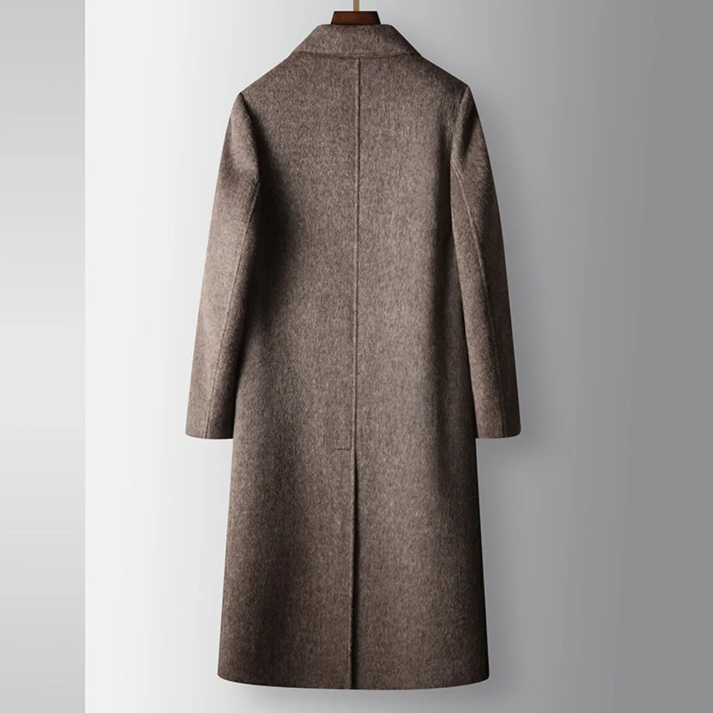 Old Money Double-Breasted Knee-Length Woolen Coat - Image 2