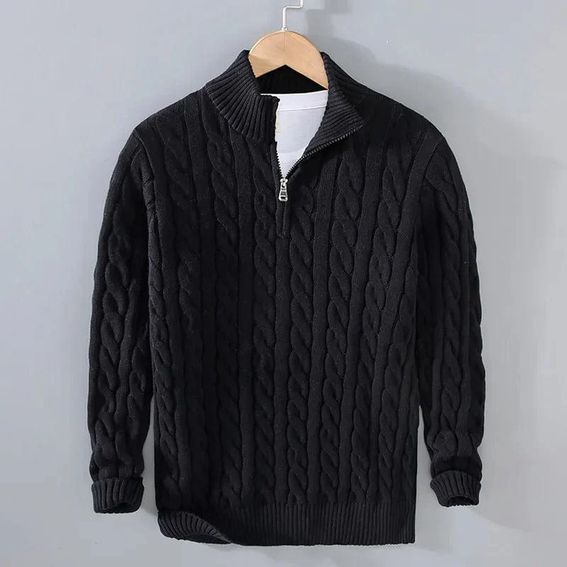 Old Money Half-zip Cable-knit sweater - Image 10