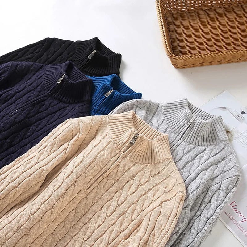 Old Money Half-zip Cable-knit sweater - Image 5