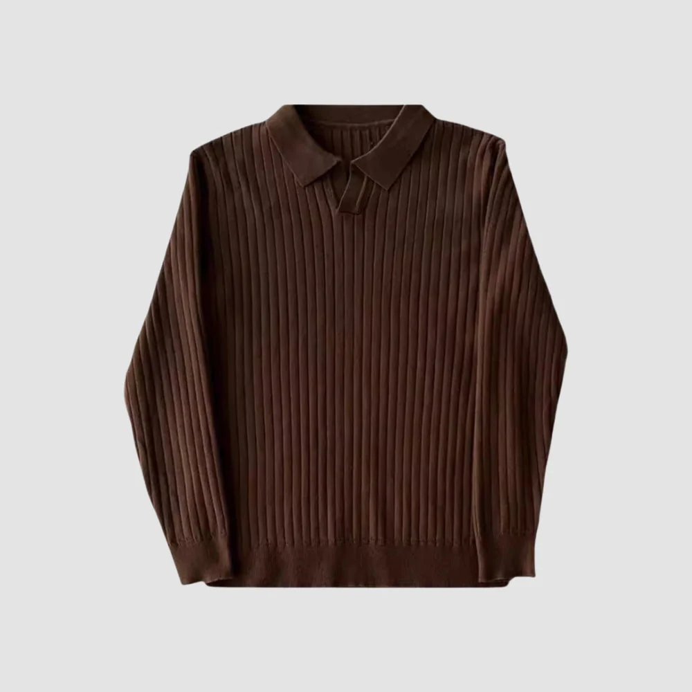 Old Money Korean Lapel Collar Knitted Sweater - Image 2