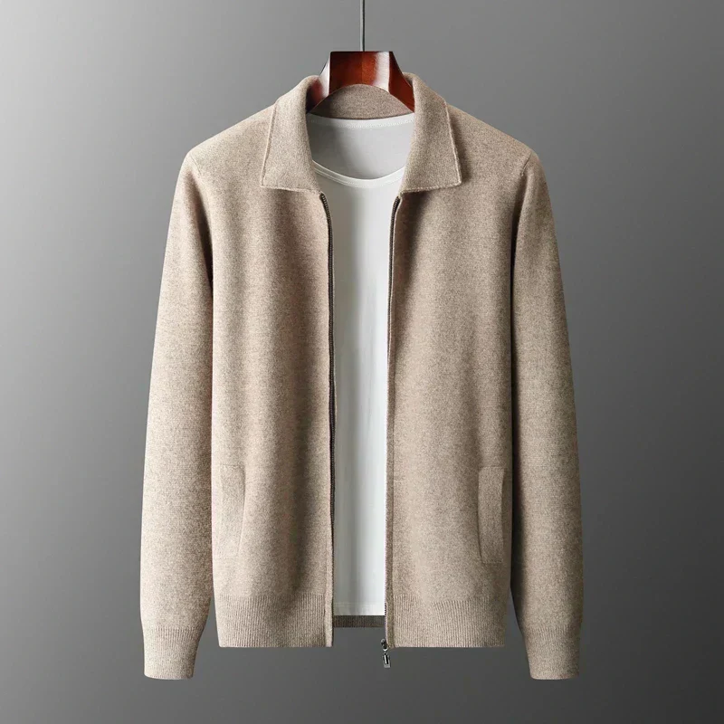 Old Money Men’s Cashmere Knitted Zip-Through Jacket