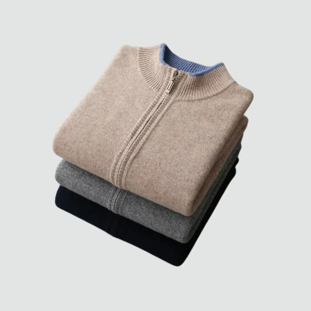 Old Money Pure Cashmere Zip Cardigan - Image 3