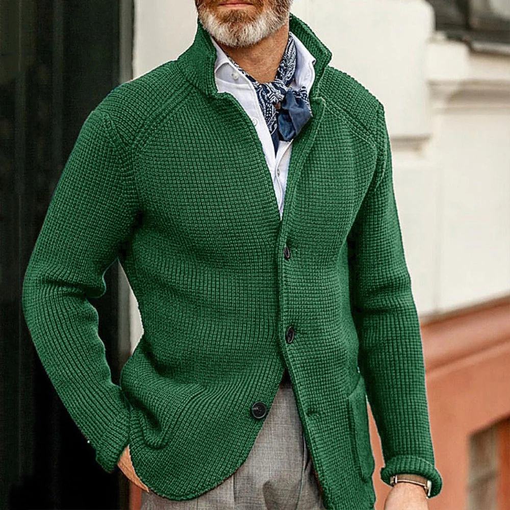 Old Money Slim-Fit Stand Collar Knitted Sweater - Image 3
