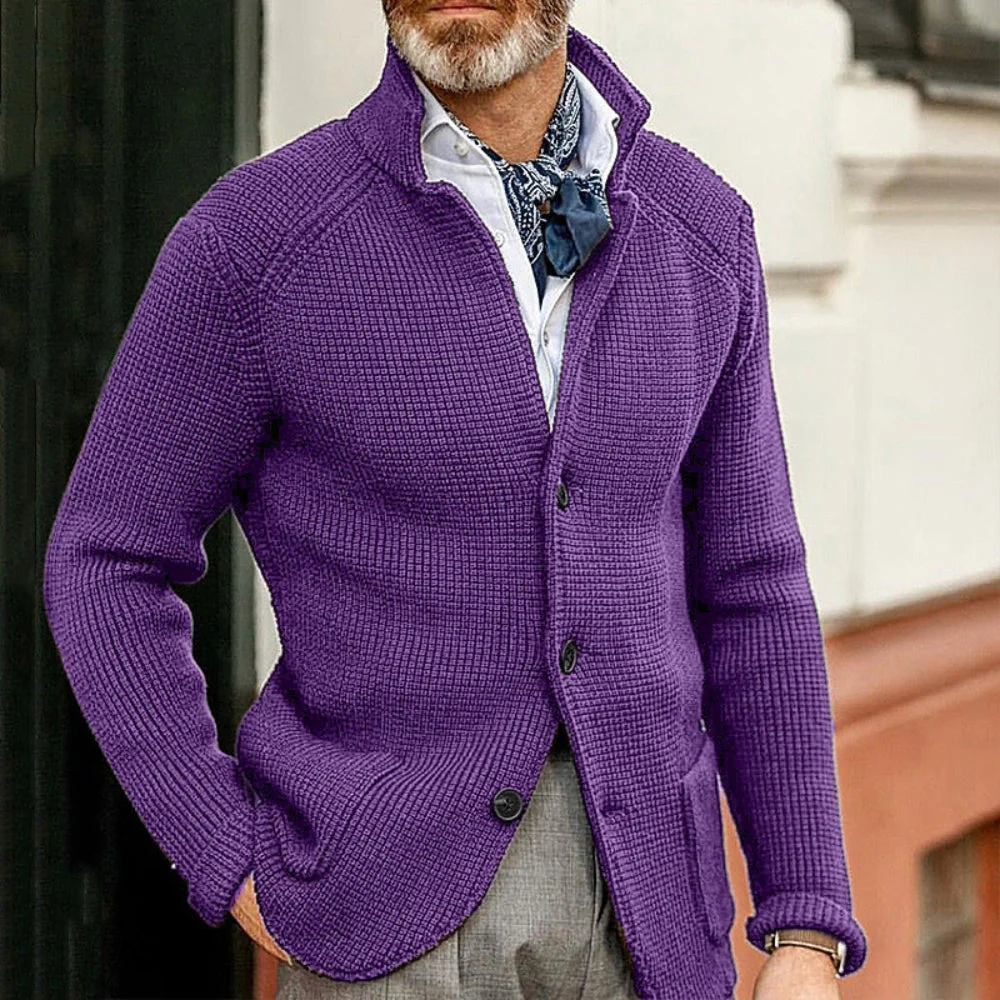 Old Money Slim-Fit Stand Collar Knitted Sweater - Image 6
