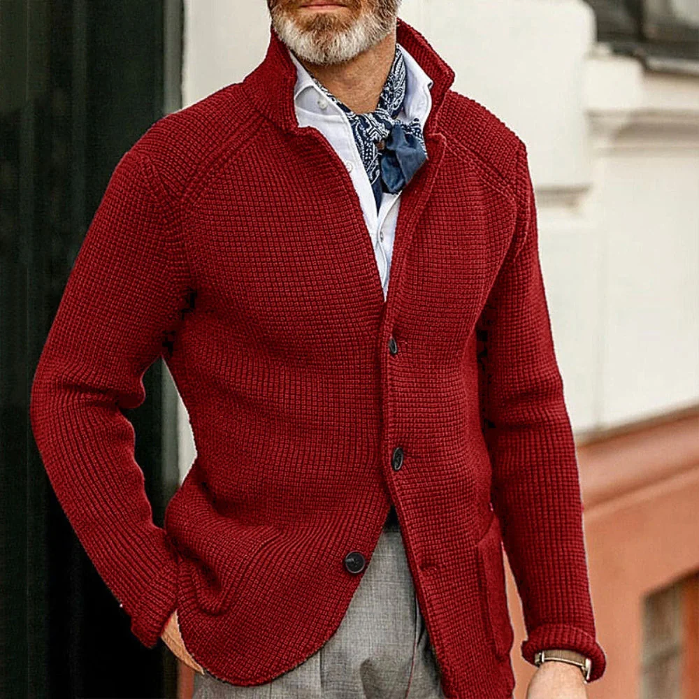Old Money Slim-Fit Stand Collar Knitted Sweater - Image 7