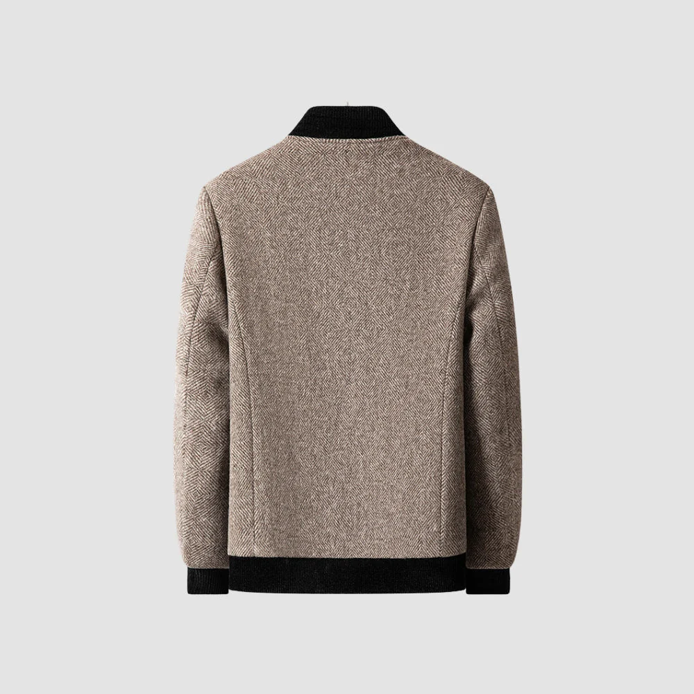 Old Money Stand Collar Zipper Woolen Jacket - Image 2
