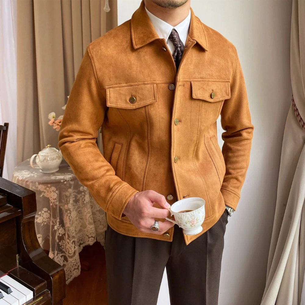 Old Money Suede Lapel Casual Jacket - Image 2