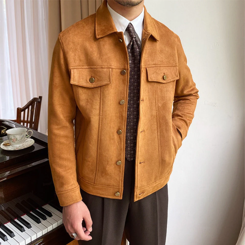 Old Money Suede Lapel Casual Jacket - Image 3