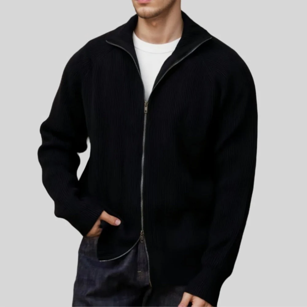 Old Money Thick Knitted Zipper Sweater Cardigan - Image 2