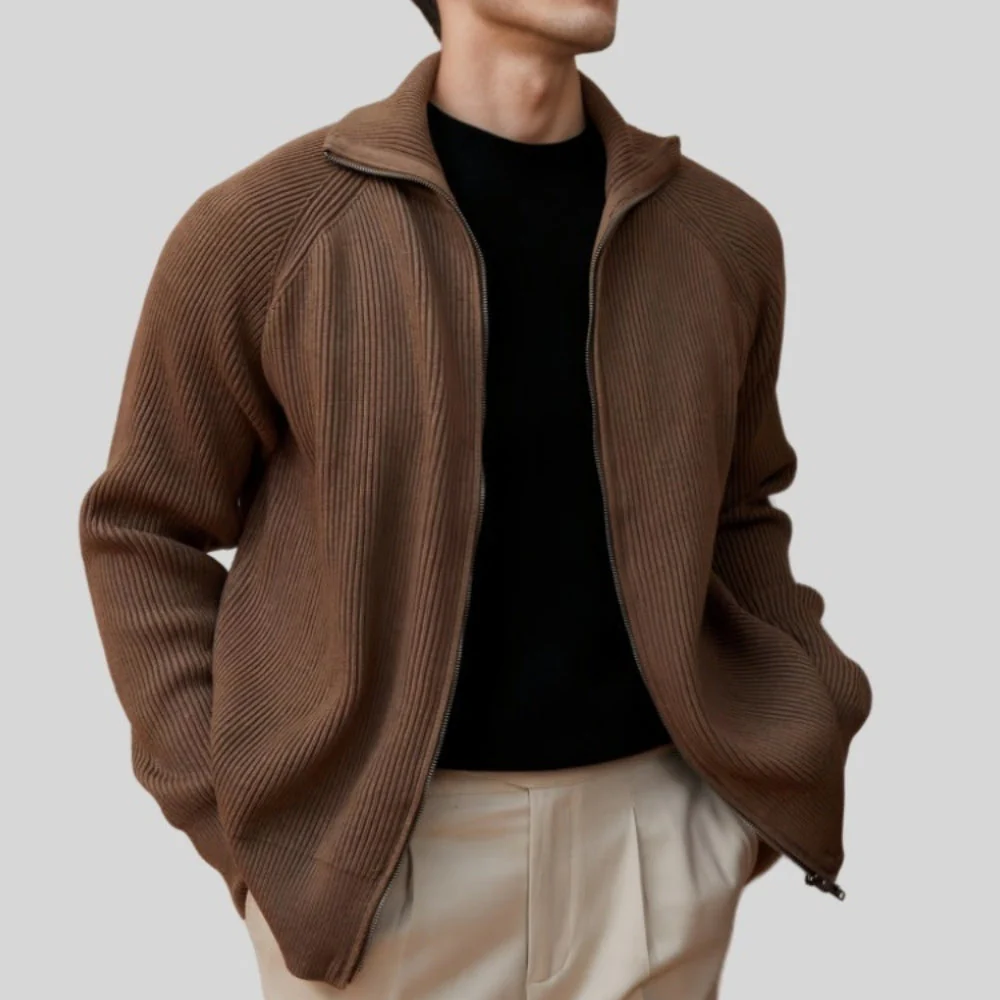 Old Money Thick Knitted Zipper Sweater Cardigan - Image 4