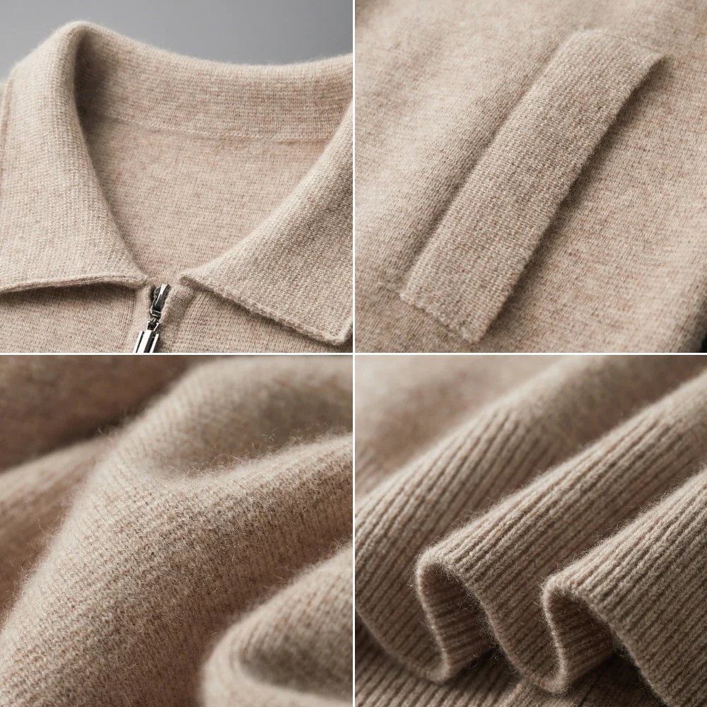 Old Money Woolen Cashmere Lapel Collar Cardigan - Image 10