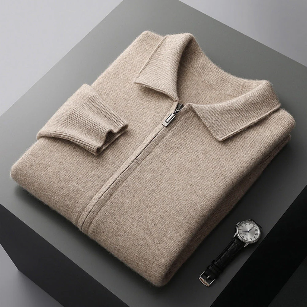 Old Money Woolen Cashmere Lapel Collar Cardigan - Image 11