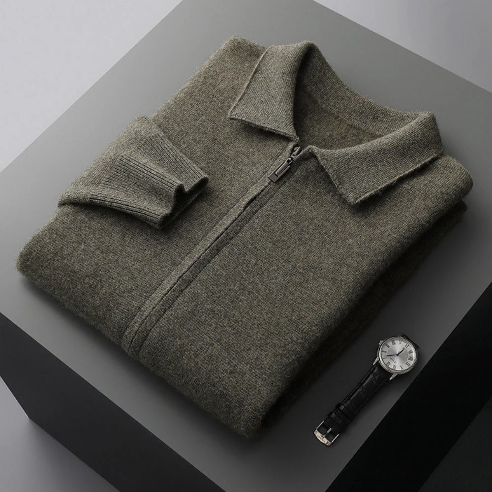 Old Money Woolen Cashmere Lapel Collar Cardigan - Image 12