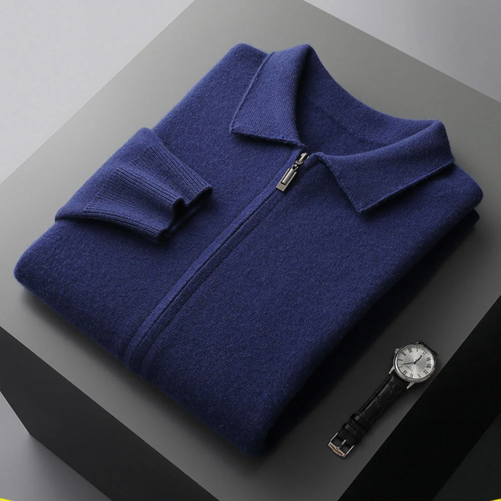 Old Money Woolen Cashmere Lapel Collar Cardigan - Image 2