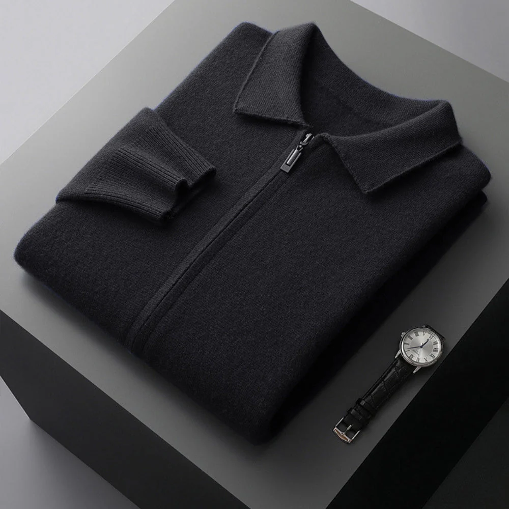 Old Money Woolen Cashmere Lapel Collar Cardigan - Image 3