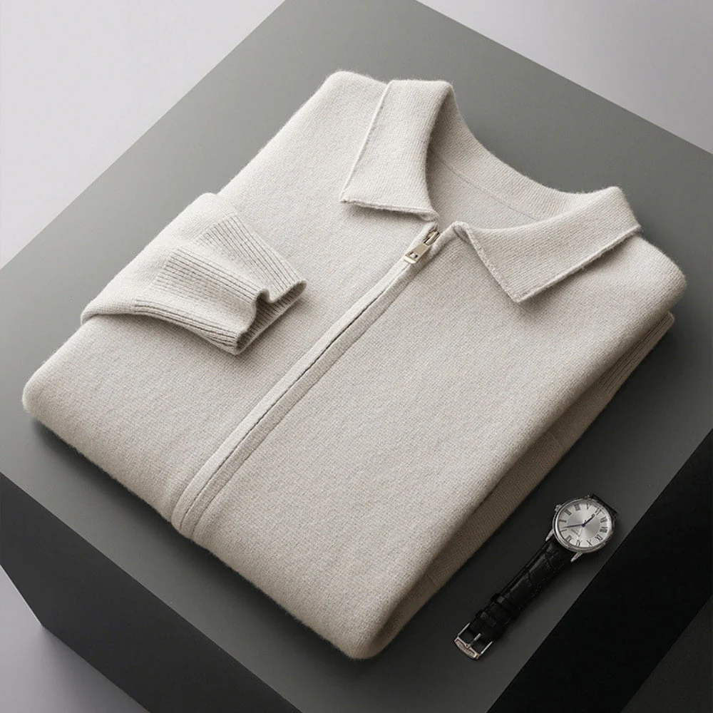 Old Money Woolen Cashmere Lapel Collar Cardigan - Image 4