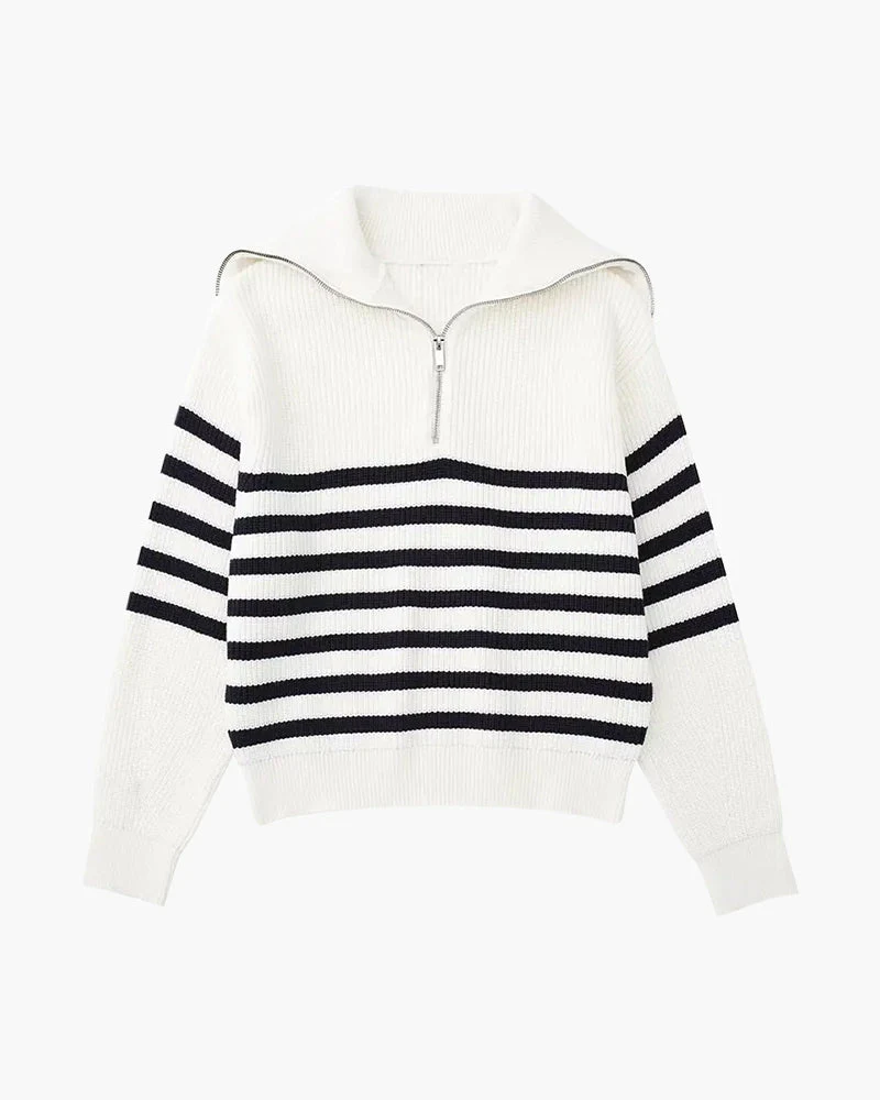 Striped Zip Up Sweater - Image 4