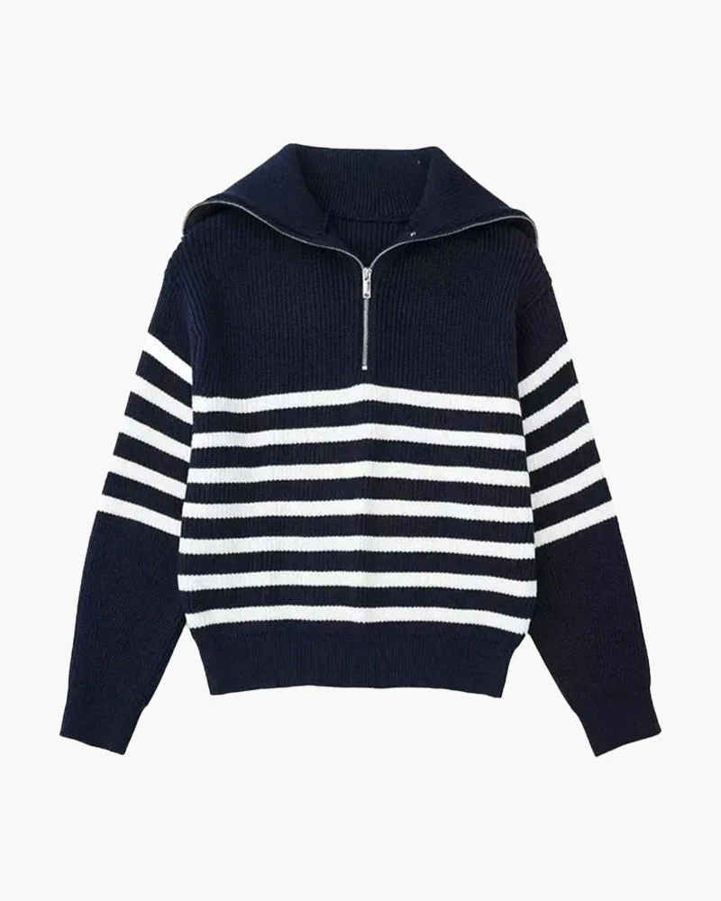 Striped Zip Up Sweater - Image 5