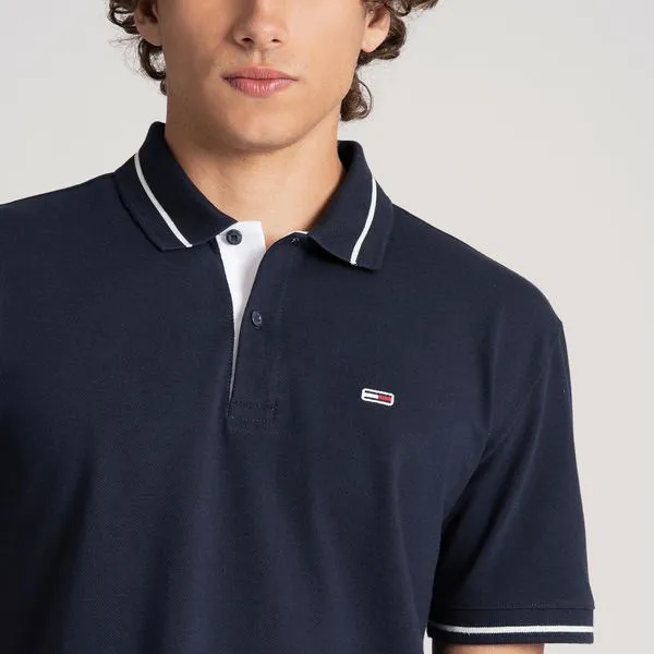 Short Sleeve Polo Shirt - Navy Blue - Image 3