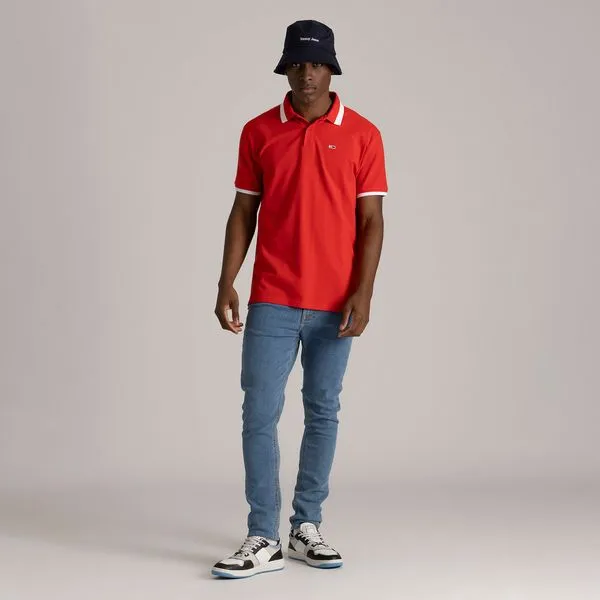 Short Sleeve Polo Shirt - Red - Image 3